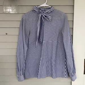 Tanya Taylor Striped Bow Tie Blouse